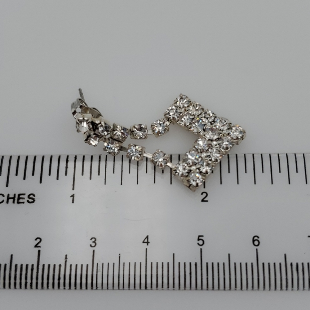 Diamond Pattern Clear Rhinestone Earrings - image 8